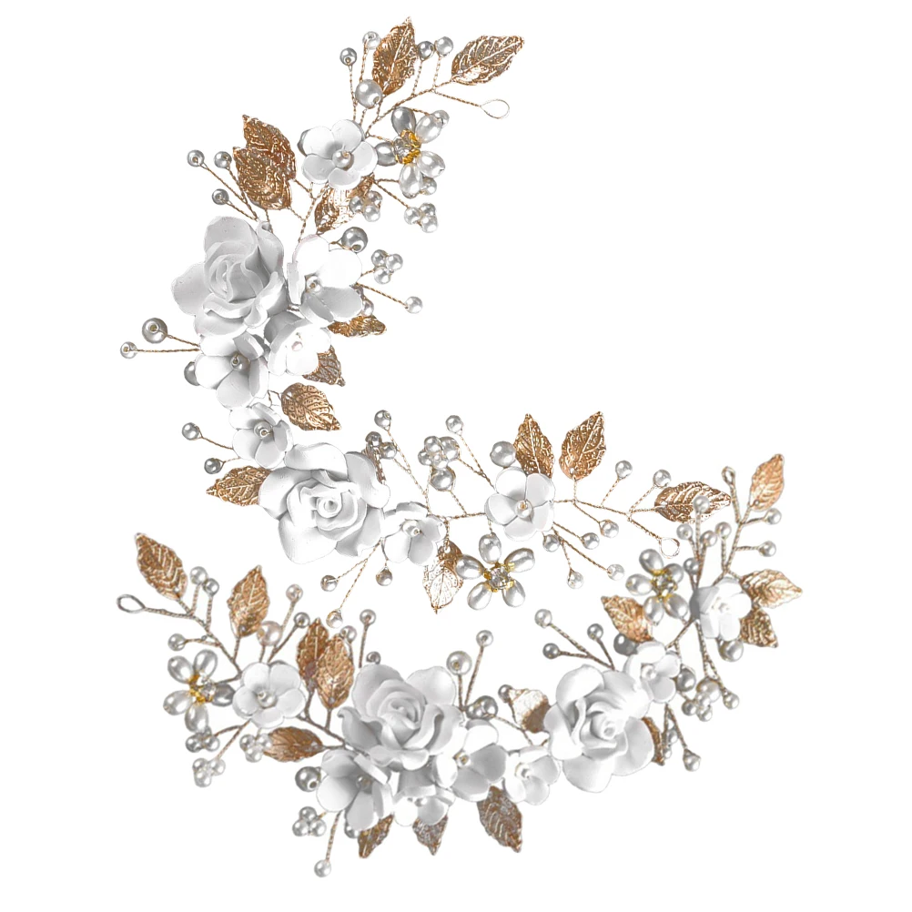 

2 Pcs Wedding Headdress Hair Accessories Flower Vine Bridal Leaf Headpiece Bride