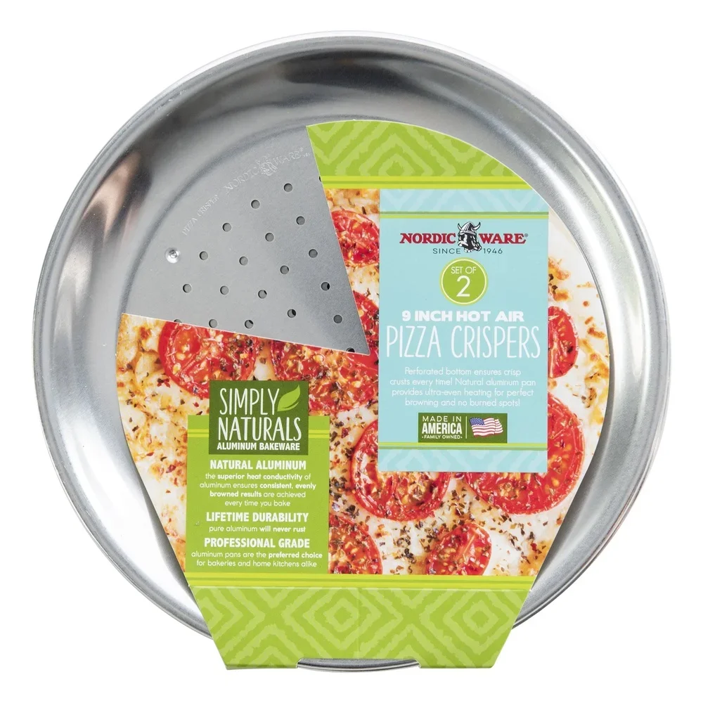 

Natural Aluminum 2 Pack Air Crisper Pizza Pans 9" x 9