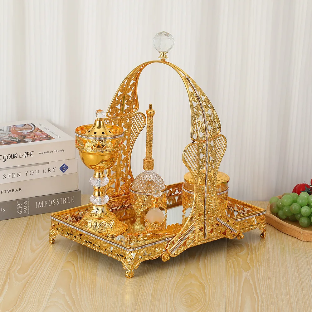 European classical incense burner set retro light luxury zinc alloy incense burner ornament personalized portable incense