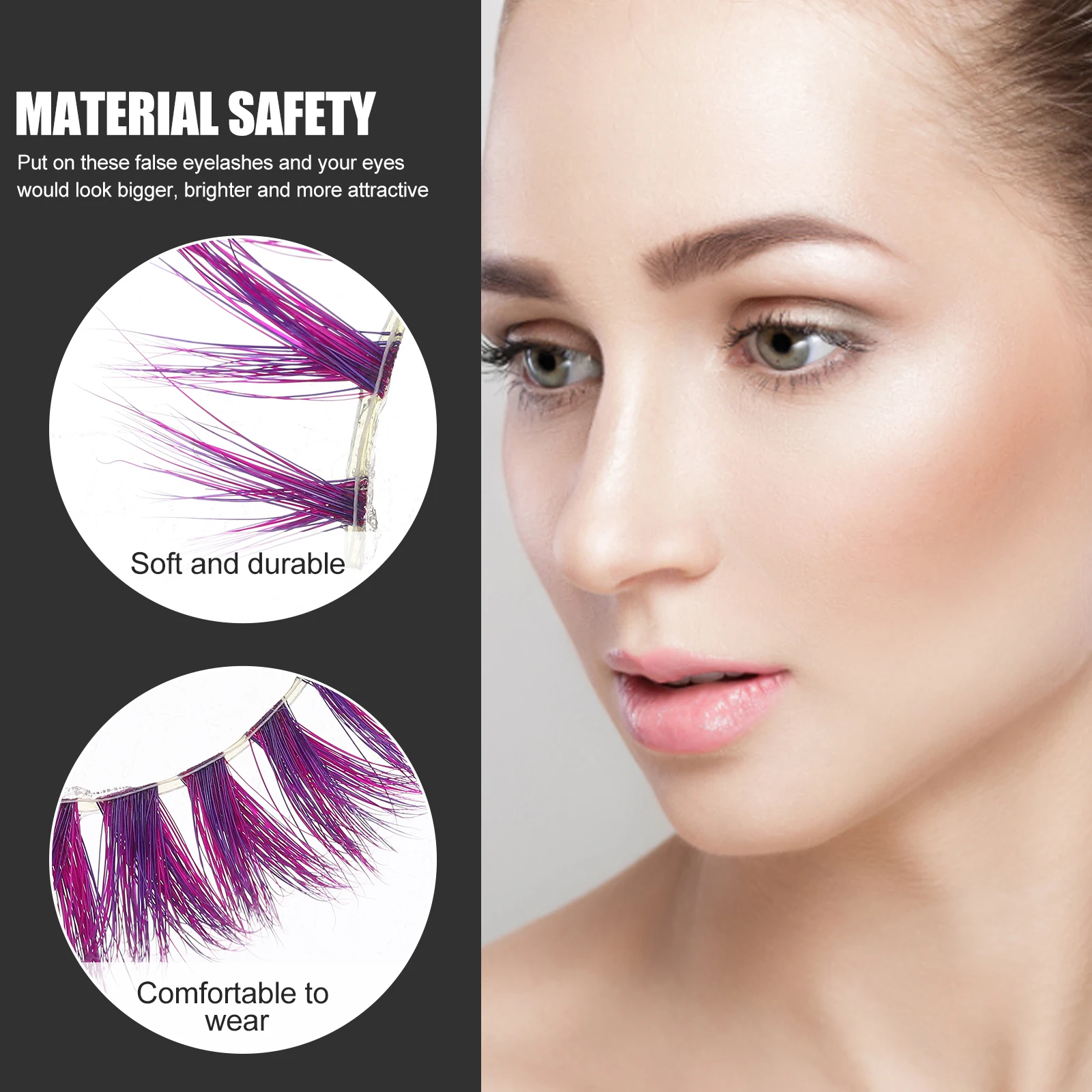 

1Pair Colorful Eyelashes Premium Fake Lashes Natural Look Party Wedding Eye Lashes Extension Cluster