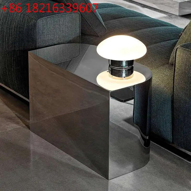 TAO italian design luxury modern side table silver stainless steel coffee table for living room furniture