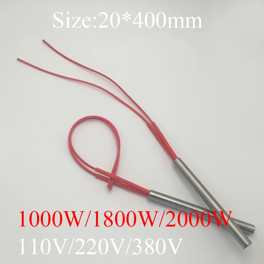 

20x400 20*400 1000W 1800W 2000W AC 110V 220V 380V Stainless Steel Cylinder Tube Mold Heating Element Single End Cartridge Heater