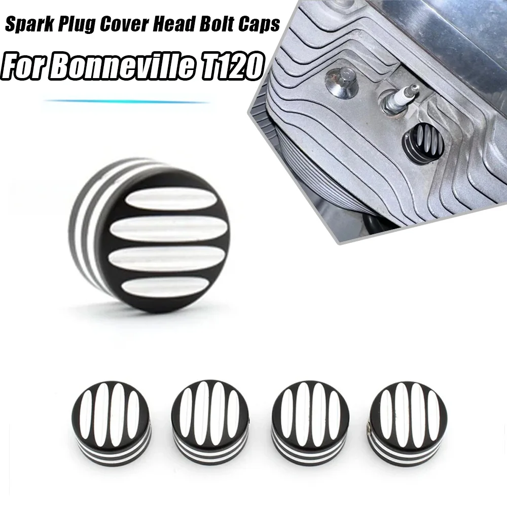 

4PCS Spark Plug Head Bolt Cover Nut Covers Screws Kit For Triumphant Bonneville Bobo black T120 T100 Thruxton 900 EFI