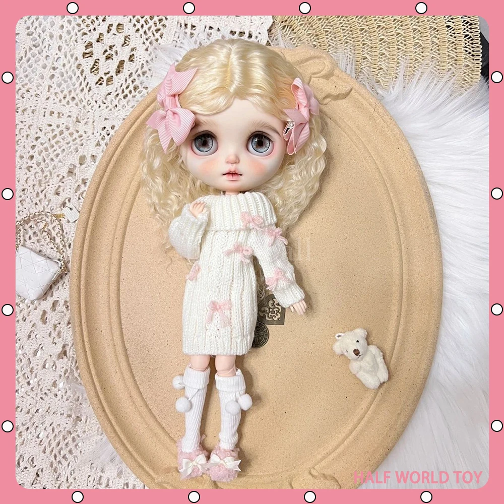 

1/6 Blythe Doll Clothes Sweater Skirt Set Handmade OB24 OB22 AZONE Dress for Barbie Blyth Doll Accessories New Year Gift