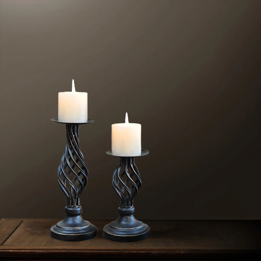 

Retro Hollow Out Candlestick Metal Holder Small Size Desktop Decor for Home Office Restaurant Retro Holders