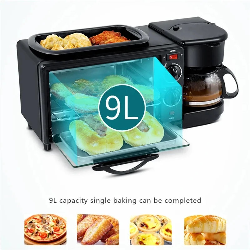 Coffee Maker Breakfast Machine Oven Bread Machine Toaster Toaster Oven 3 in 1 Breakfast Maker Pizza Maker Cooking