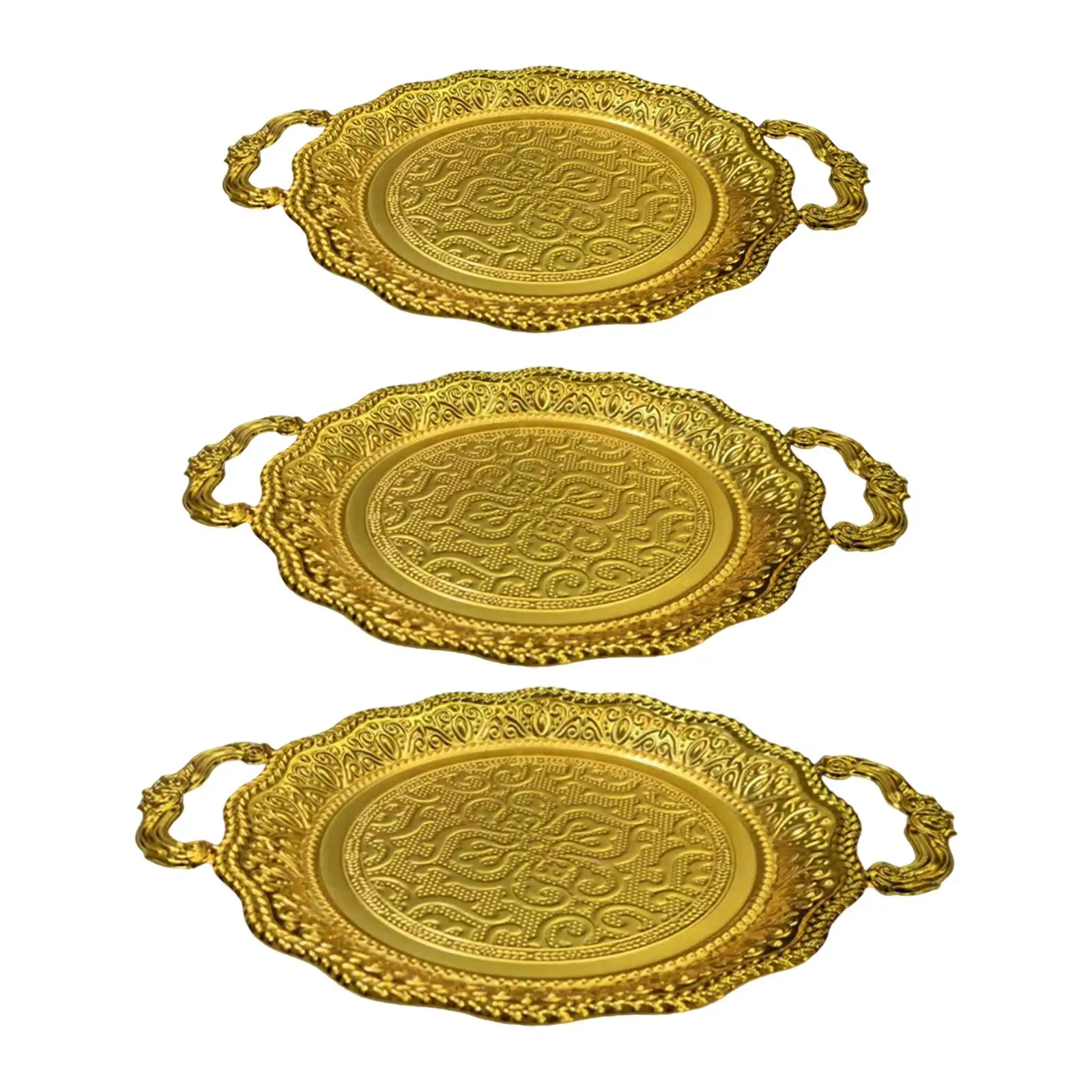Fruit Plate Serving Tray Lightweight Versatile European Iron Appetizer Platter with Handles for Candy Dessert Fruits Dinner