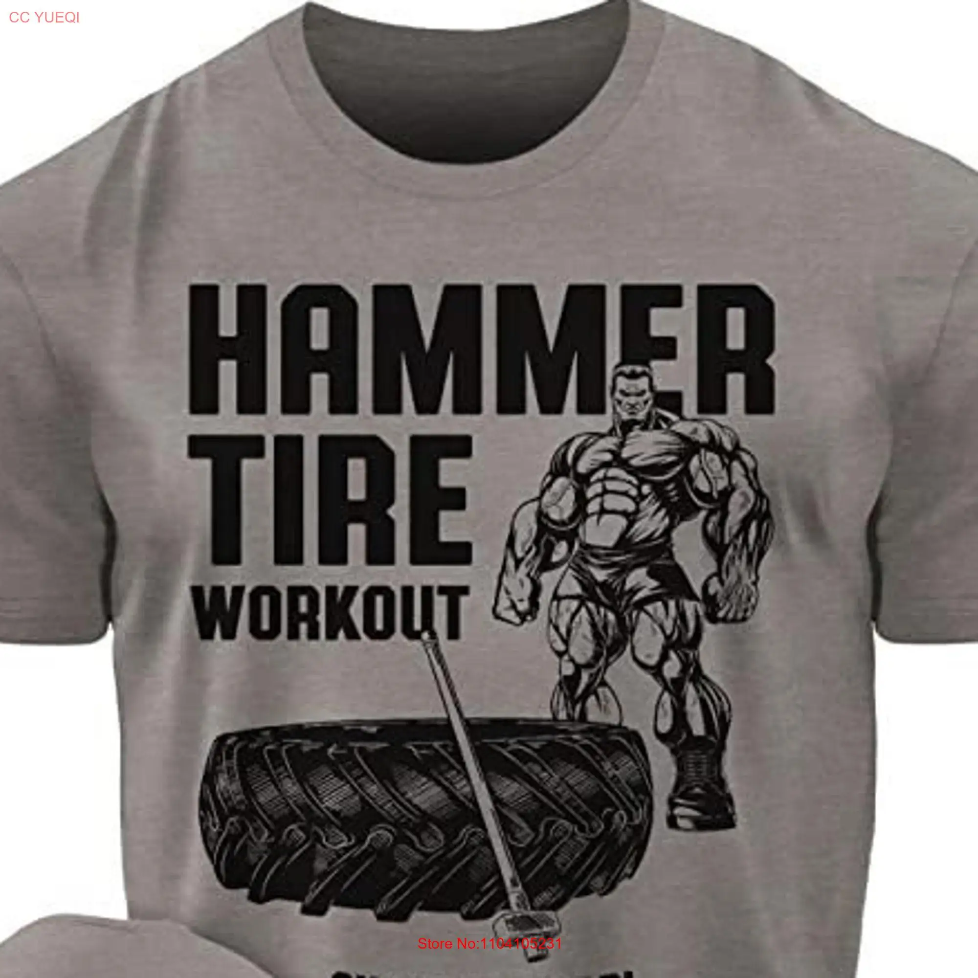 050 Hammer Tire Workout T Shirt Funny Gym Lifting Deadlift long or short sleeves