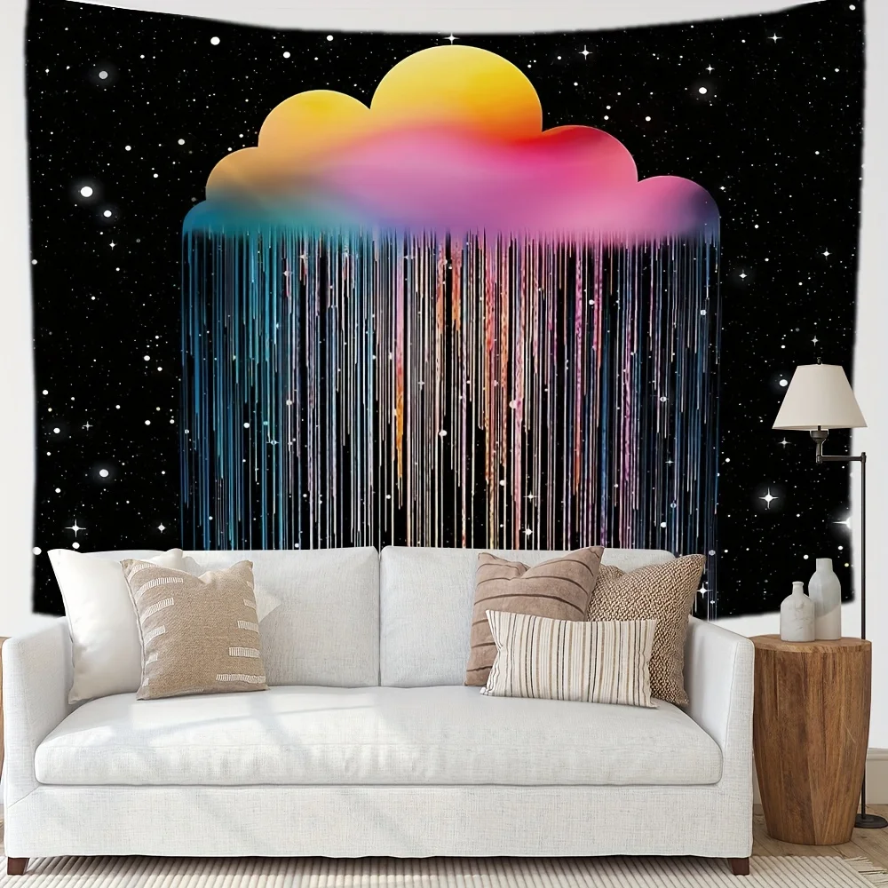 Aesthetic Galaxy Tapestry Wall Hanging Cosmic Rainbow Cloud Night Sky Decor Bohemian Space Room Background Art