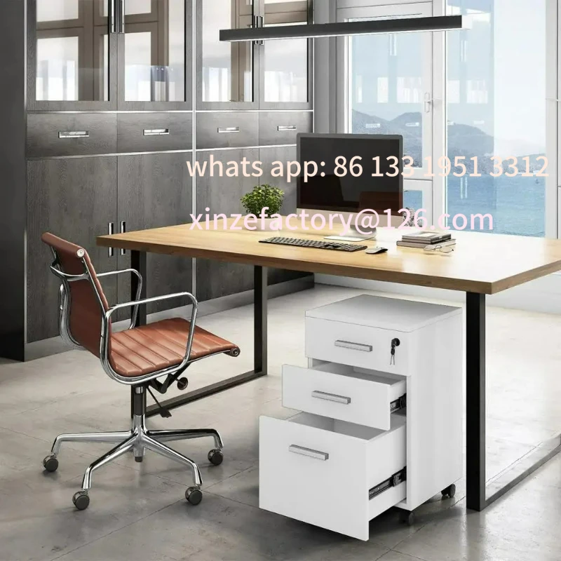 

Customizable 3 Drawer Rolling Office Bookcase with Lock 360 Degree Casters Large Capacity Heightening Design