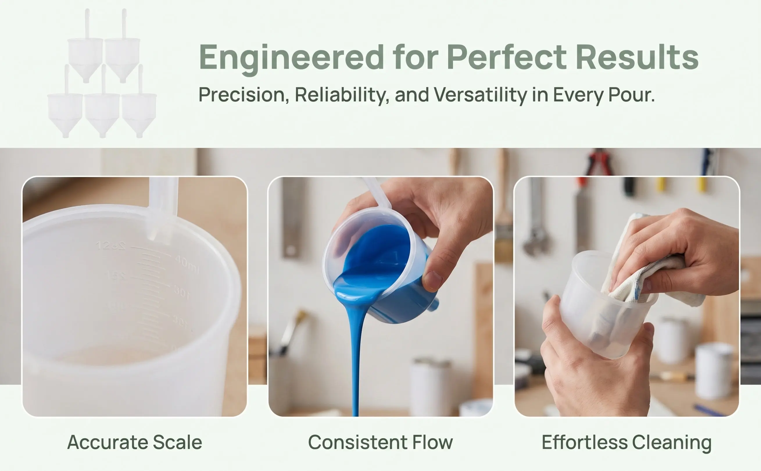 5Pcs Viscosity Measuring Cups Paint Testing Funnel Set for Accurate Viscosity Measurement Latex Paint Varnish Ink Automotive