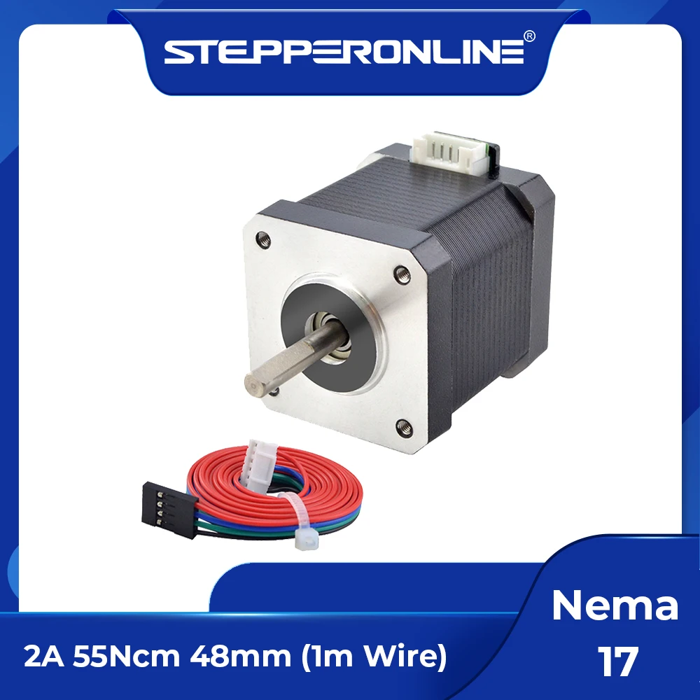 

STEPPERONLINE Nema 17 Stepper Motor 42BYGH Motor 48mm 2A 17HE19-2004S Nema17 Motor 4-lead for DIY CNC 3D Printer