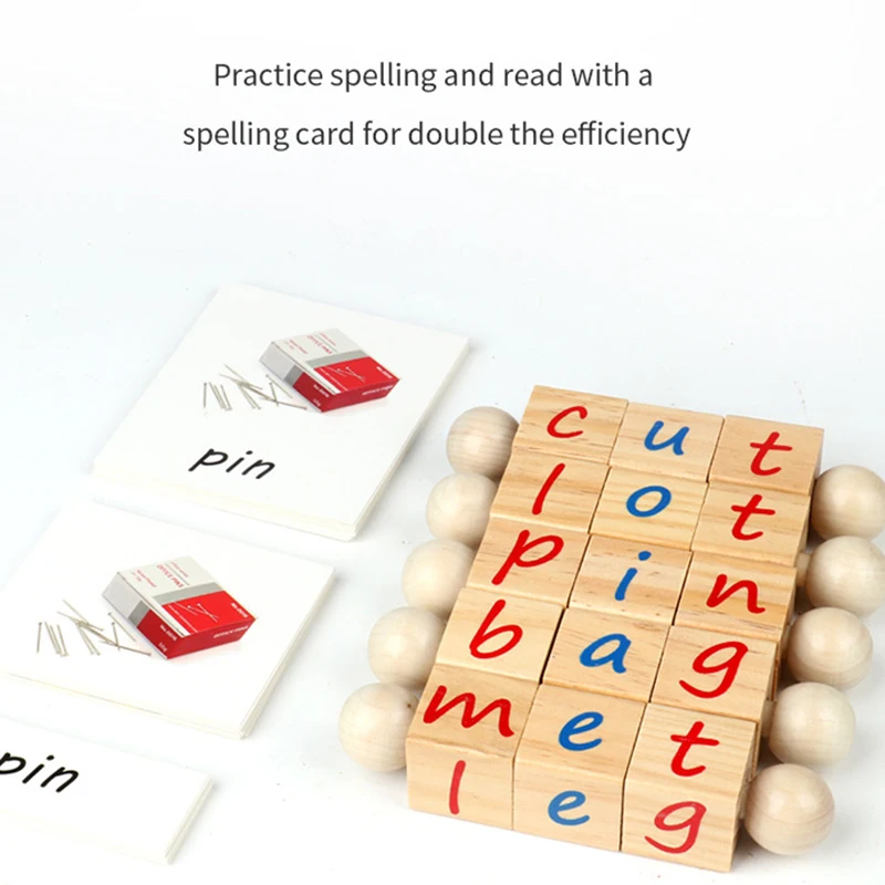 บล็อกไม้ตัวอักษรภาษาอังกฤษแบบมอนเตสซอรี่ ดีไซน์เฉพาะสำหรับเด็ก