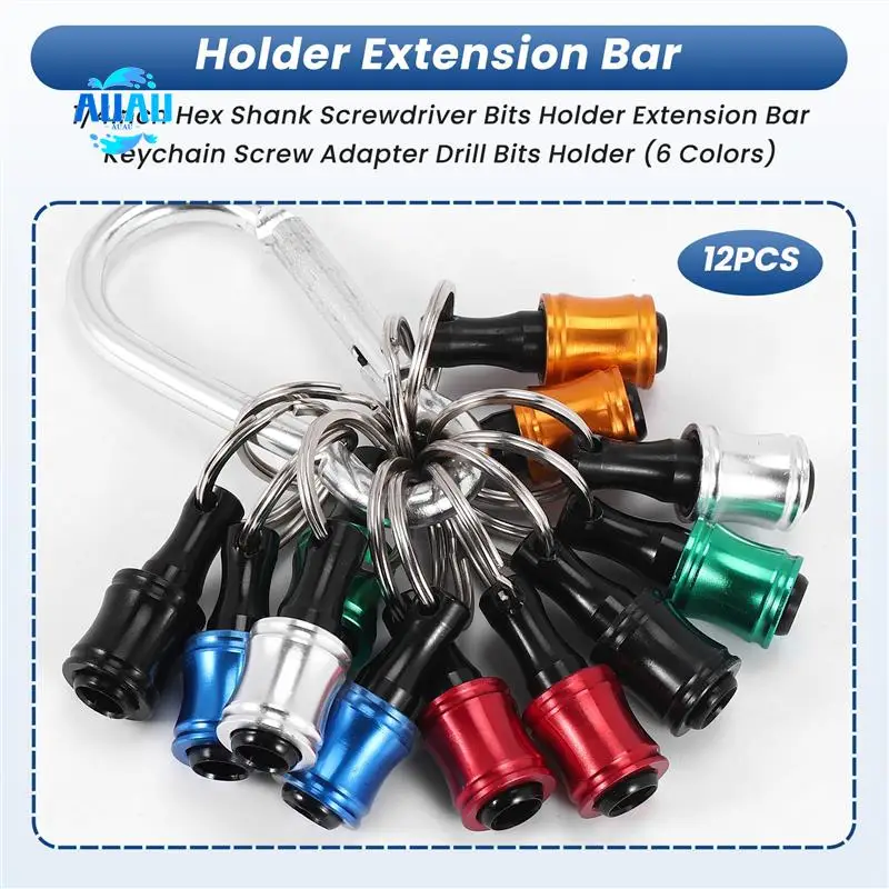 

AUAU-12PCS 1/4Inch Hex Shank Screwdriver Bits Holder Extension Bar Keychain Screw Adapter Drill Bits Holder (6 Colors)