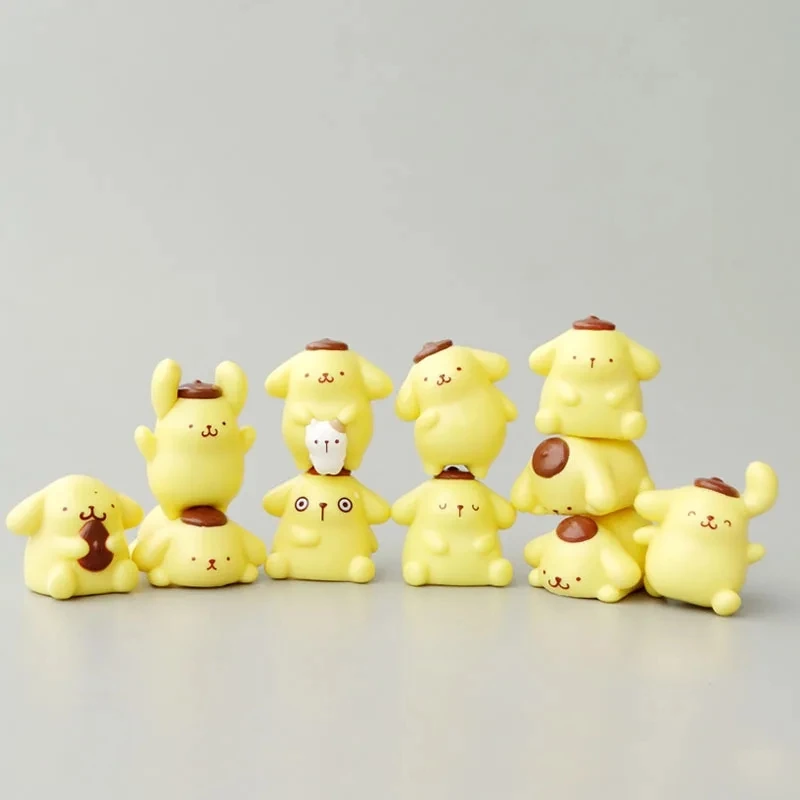 11Pcs/Set Sanrio Kawaii Pompompurin Character Birthday Party Cake Decoration Funny PVC Model Anime Action Figure Kids Charm Toys