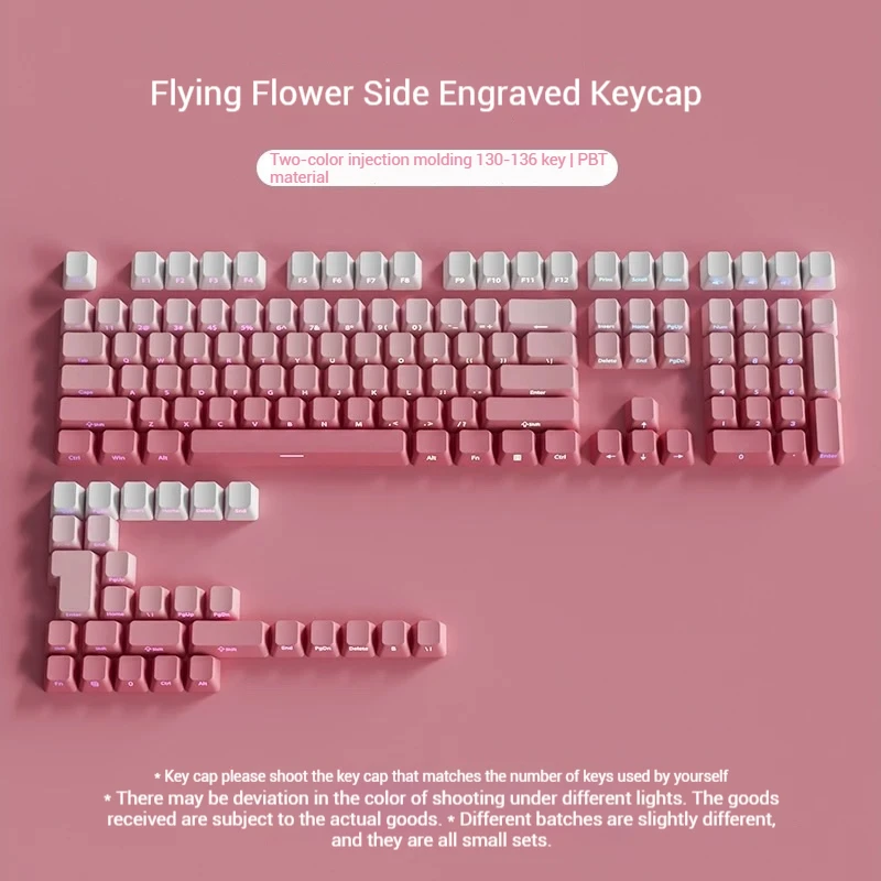 

Розовый колпачок Cherry Blossom с боковой гравировкой летающего цветка, Pbt градиент, полупрозрачный оригинальный заводской колпачок