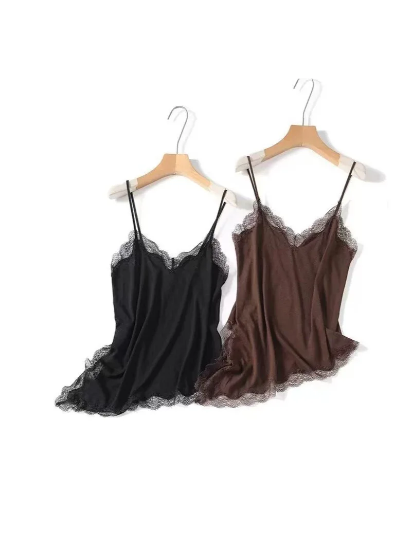 

Dave&Di Summer New Women's Sexy Lace Lace Splicing Pure Desire Style Strap Tank Top