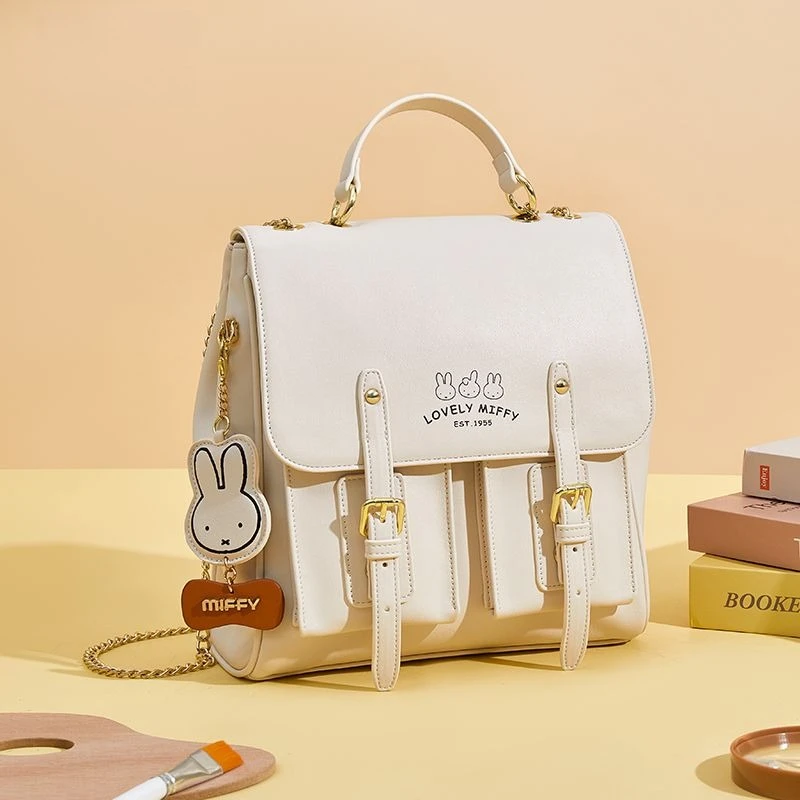 Cartoon Kawaii Miffy Backpack New Crossbody Solid Color Simple Fashion Versatile Portable Large Capacity Creativity Good Looks