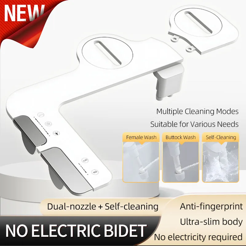 

Non-Electric Bidet Bathroom Ultra-Slim Smart toilet accessories Adjustable Water Pressure Hot And Cold Water Sprayer