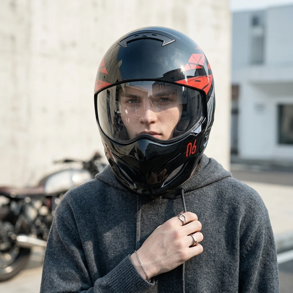 2026 New Retro Motorcycle Full-Face Helmet, Unisex, All-Season, Street Cruising Safety Helmet, Scorpion Helmet Casco