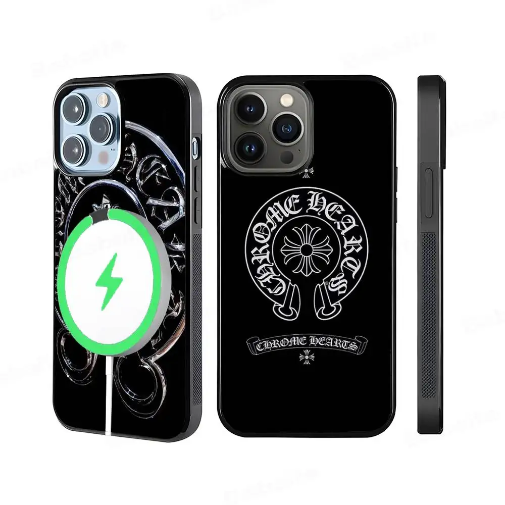 حافظة هاتف كلاسيكية فاخرة C-ChromeS H-Heart حافظة مغناطيسية حافظة هاتف Magsafe لهاتف آيفون 17 Air 16 Pro Max 15 14 13 #4