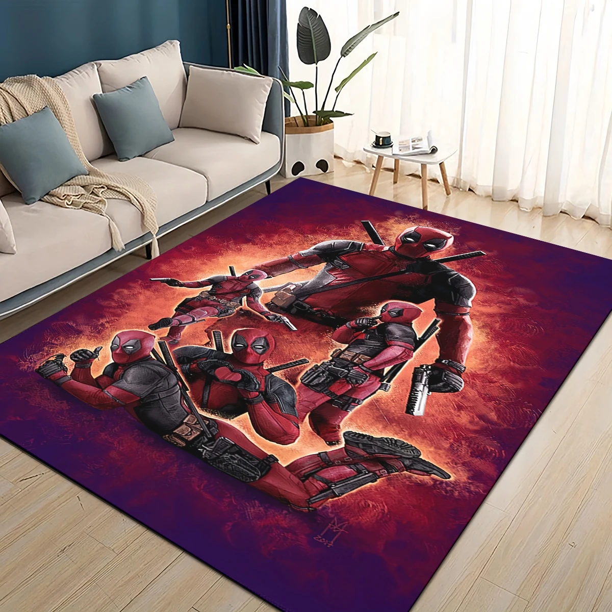 Alfombra de dibujos animados de Deadpool y Wolverine Marvel de 27 estilos para sala de estar, dormitorio, decoración del sofá del hogar, alfombra antideslizante para niños