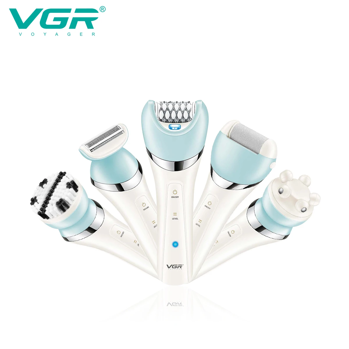 VGR 5in1 Electric Women Epilator Female Shaver Leg Body Hair Removal Lip Chin Depilatory Lady Bikini Trimmer Facial Hair Remover