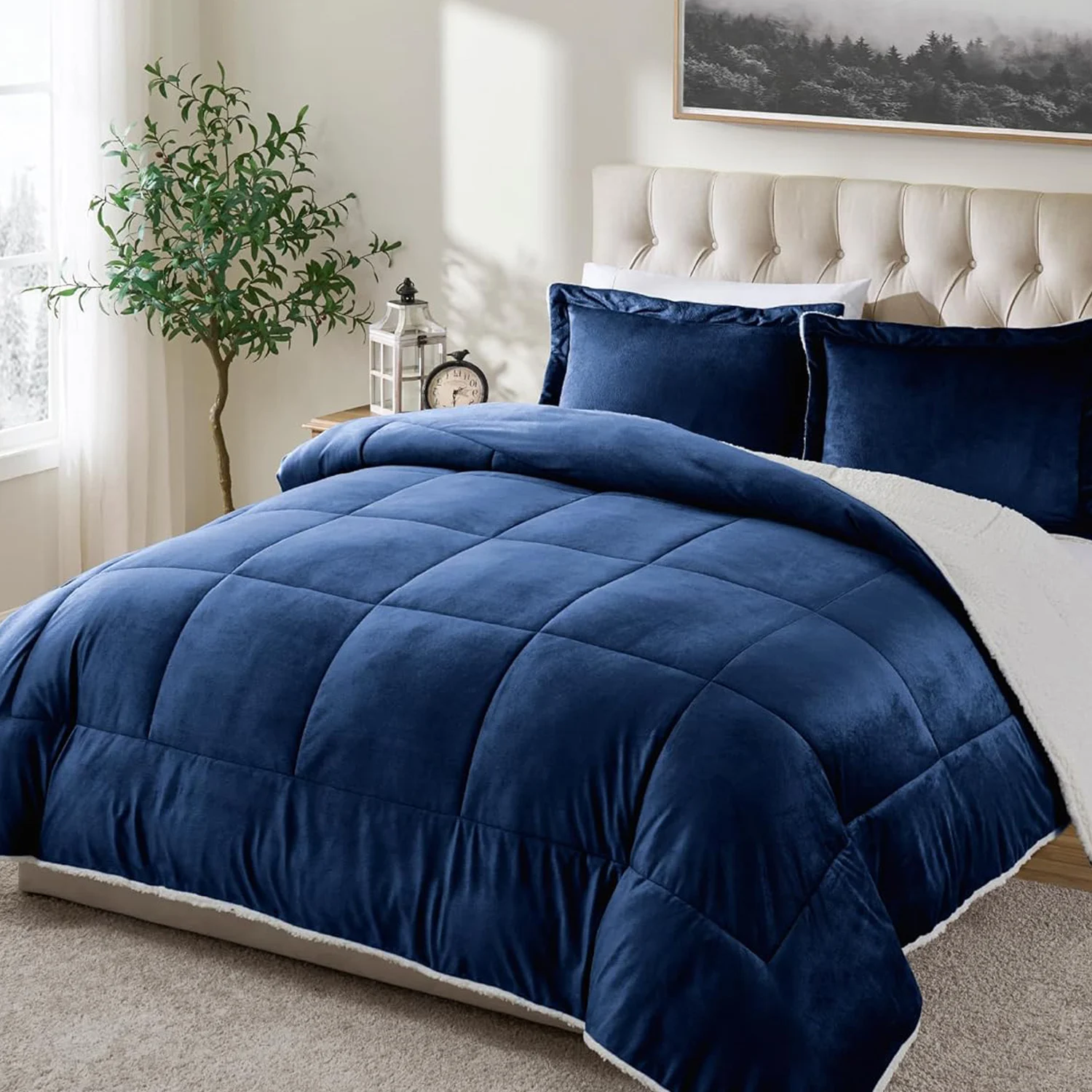 

3 Pcs Thick Lambswool Duvet Cover Set (with two pillowcases)- Machine Washable Bedroom Warmer Fall and Winter Duvet Cover