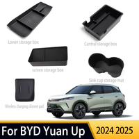 Car Accessories For BYD Yuan Up 2024 2025 Auto storage box set central lower Storage box Wireless charging silicone pad Parts