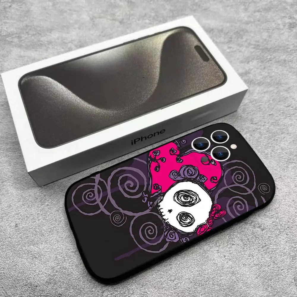 Love Black and Cute Emo Phone Case For iPhone 17,16,15,14,13,12,11,Pro,Max,Plus,E,Air,Mini Protective Black Cover - view 5