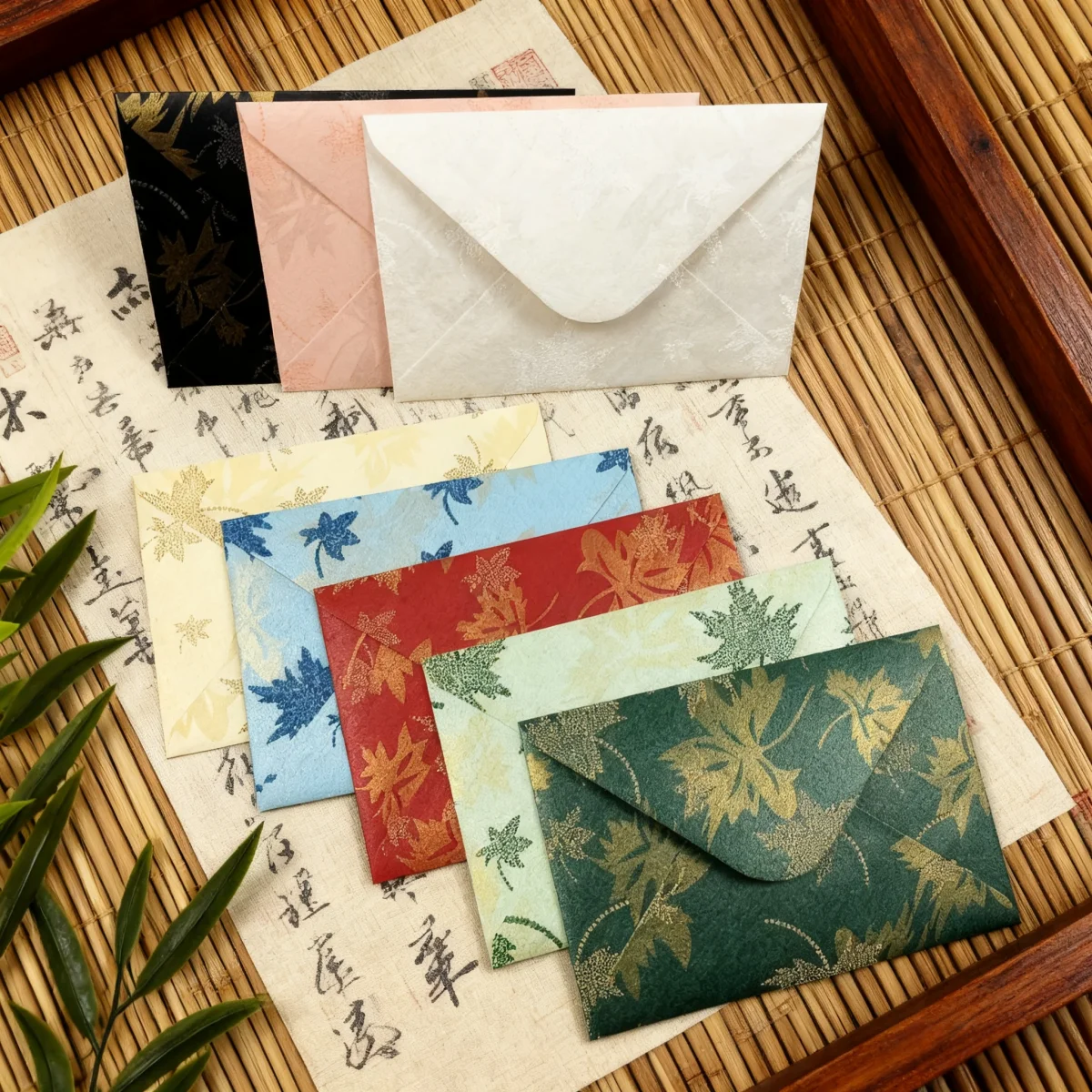 

10 шт. конверты в китайском стиле из золотой фольги с кленовым листом-винтажные многоцветные для свадебных приглашений/поздравительных открыток