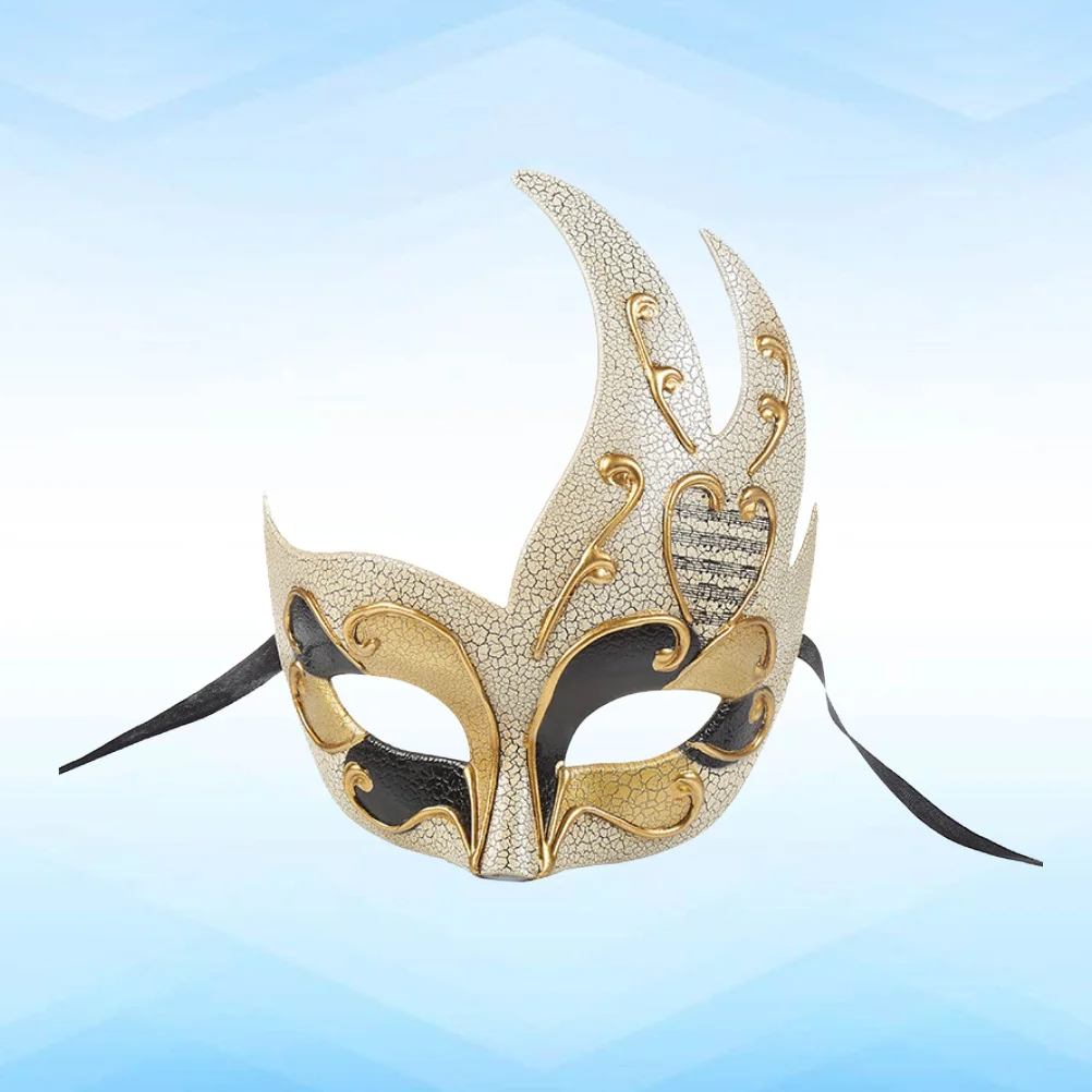Flame Crack Mask Plastic Half Face Masquerade Adjustable Strap For Costume Party Carnival Ball Men'S