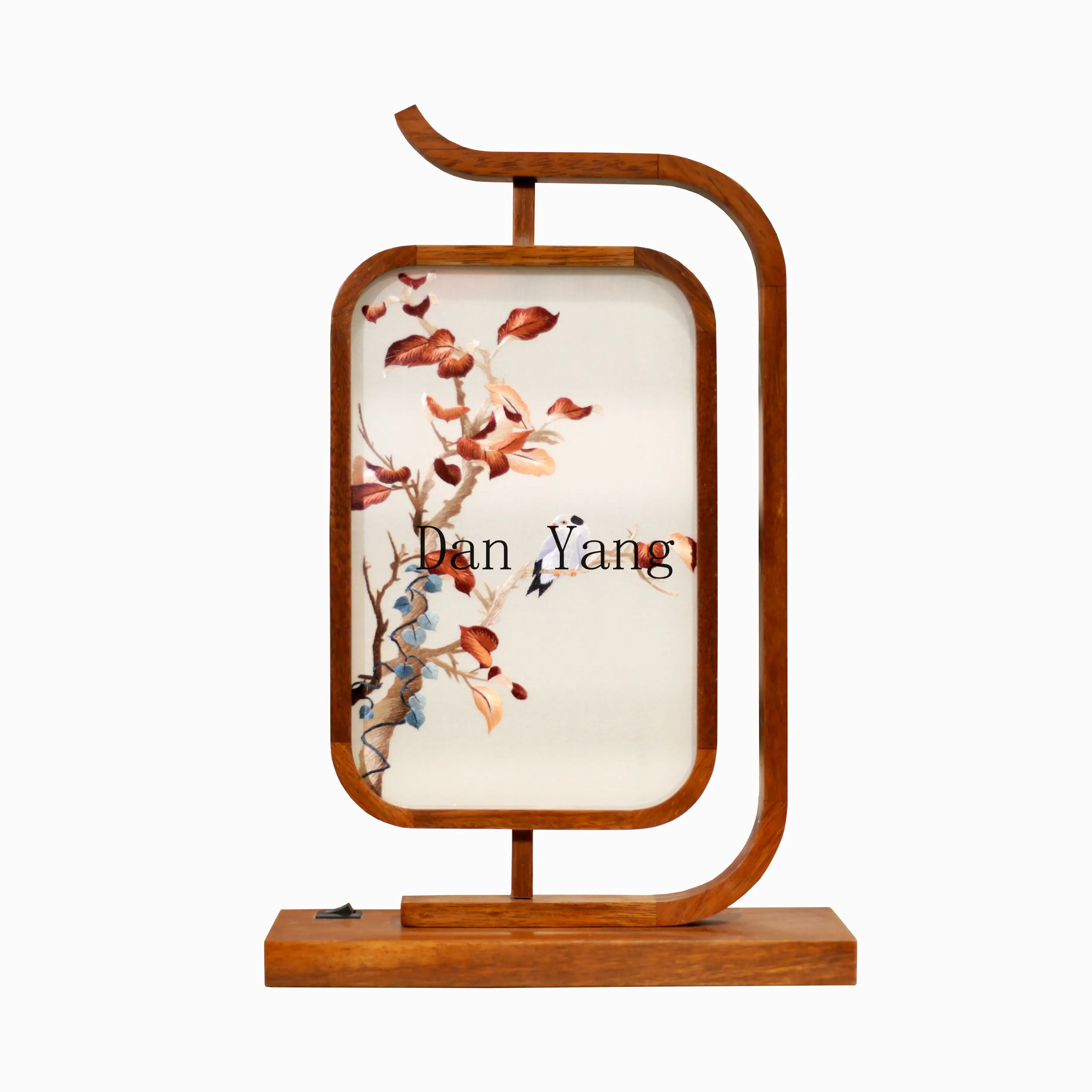 YJ ornament double-sided embroidery handmade embroidery creative home gift Shu Suzhou embroidery gift rosewood lamp