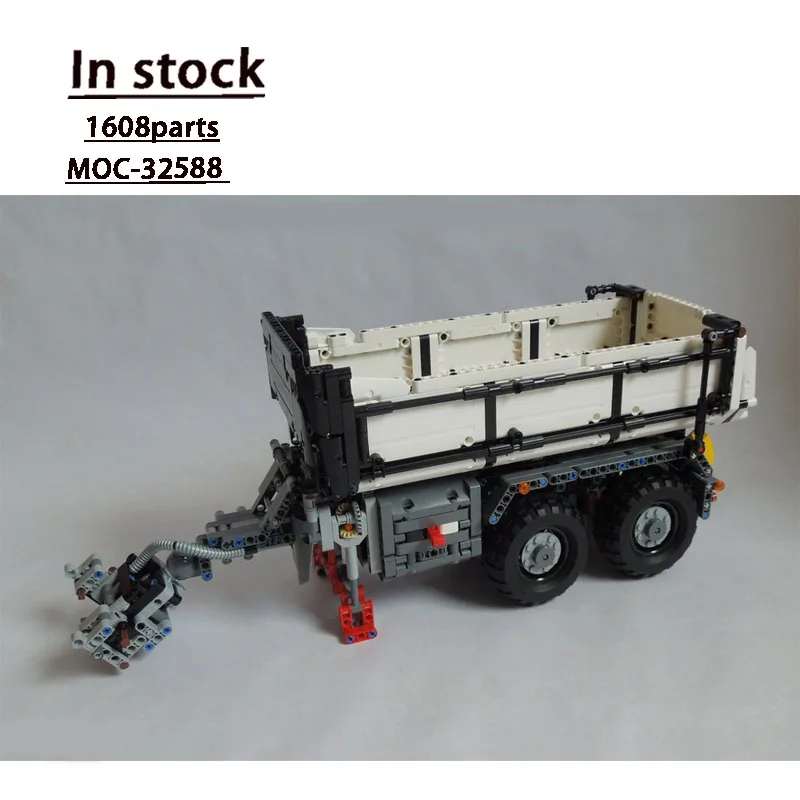 MOC-32588 Classic New Cargo Dump Trailer White Building Block Model 1608 Parts Boys' and Children's Birthday Christmas Toy Gift