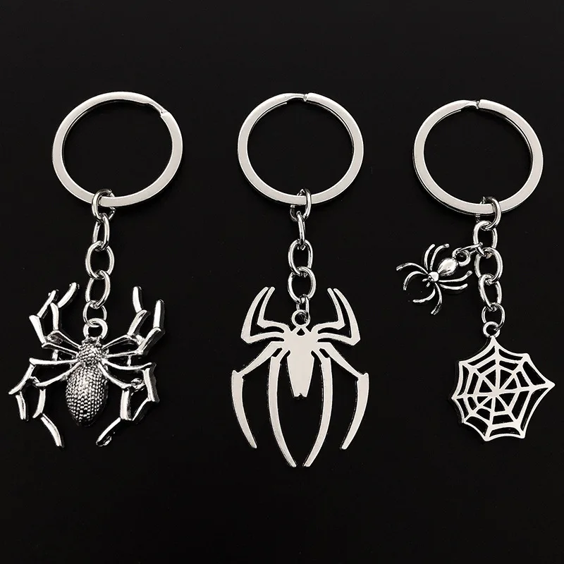 Chaveiro de Metal com Aranha para Homens e Mulheres, Chaveiro Animal, Presentes de Halloween, Acessórios para Bolsas, DIY, Jóias Artesanais, 30PCs