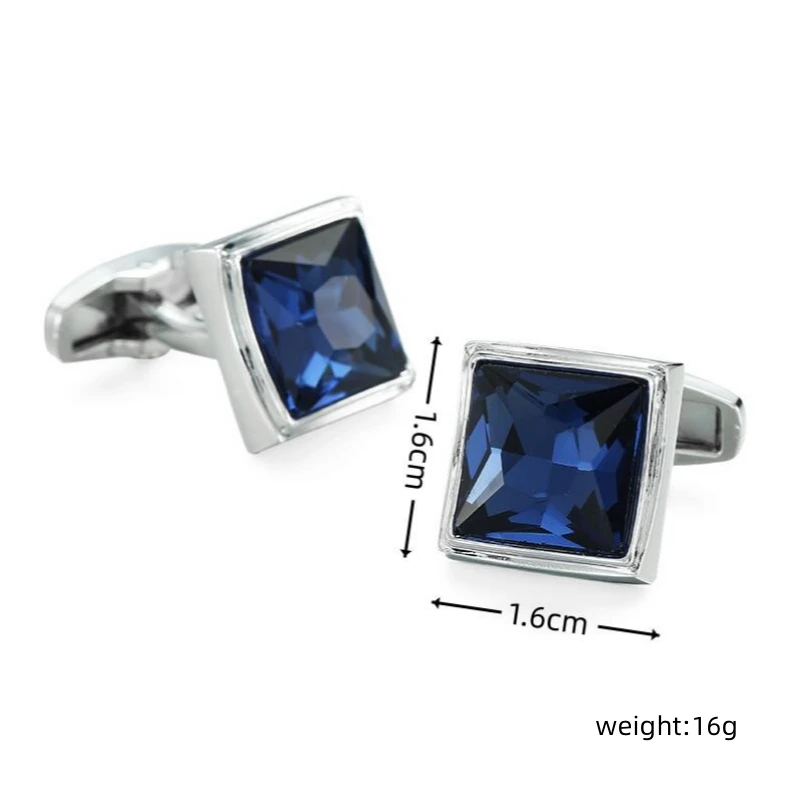 WN Men\'s fashion brand stainless steel cufflinks blue crystal peace crime clothing accessories French shirt cuff links