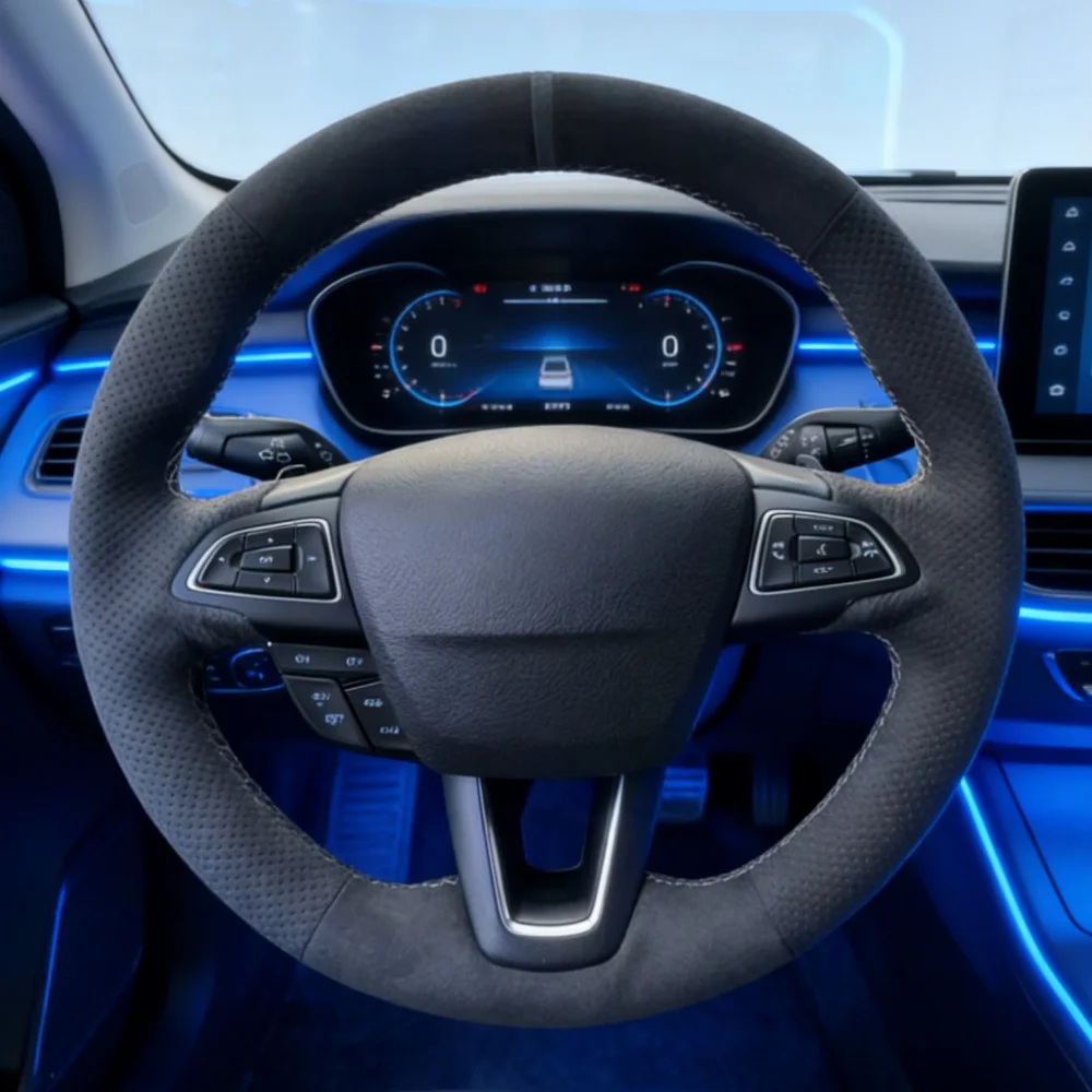 

Custom DIY Car Steering Wheel Cover Focus 3 2015-2018 Escape C-MAX 2018-2019 Kuga Suede Steering Wrap Cover For Ford Ecosport