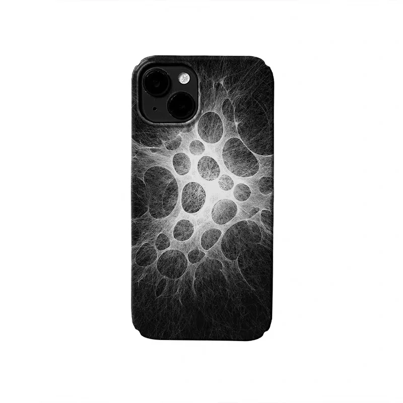 

Ins Korean Black Line Hole Phone Case for IPHONE 17 Air 16E 15 PROMAX 14 Plus 13 12 MINI 11 PRO 16Plus XR Acrylic Phone Cover