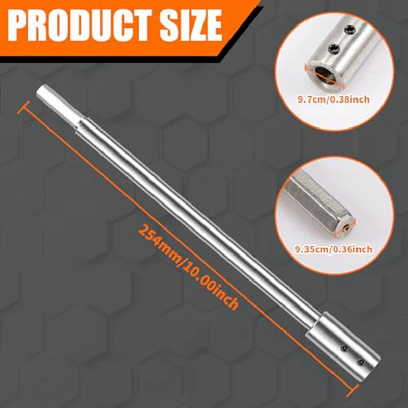 Extensión de broca Forstner para vástago redondo de 3/8 de pulgada, extensor de broca de pala de madera de acero con alto contenido de carbono