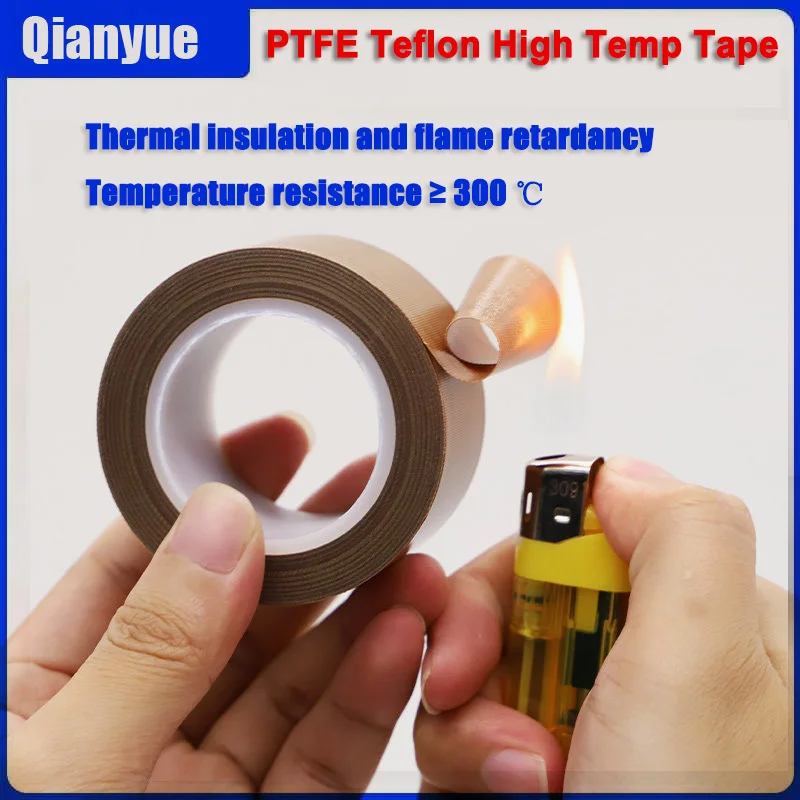 PTFE Teflon High Temp Tape 300°C,Non-Stick Insulation for Vacuum/Packaging/Sealing/Bag Cutting Machines, Heat/Fire Resistant