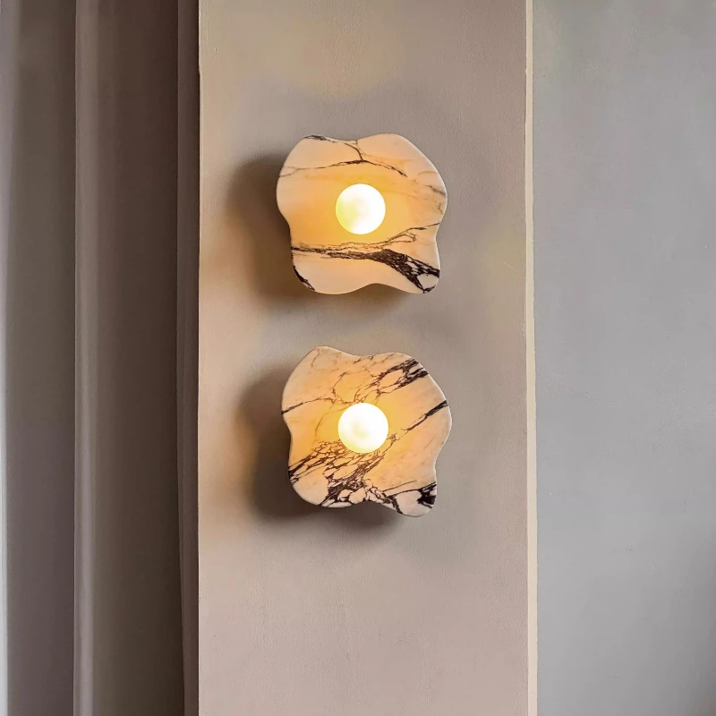 مصباح حائط رخامي مخطط، غرفة المعيشة، غرفة نوم الفندق، بجانب السرير، الممر، مصباح حائط على طراز بولغاري