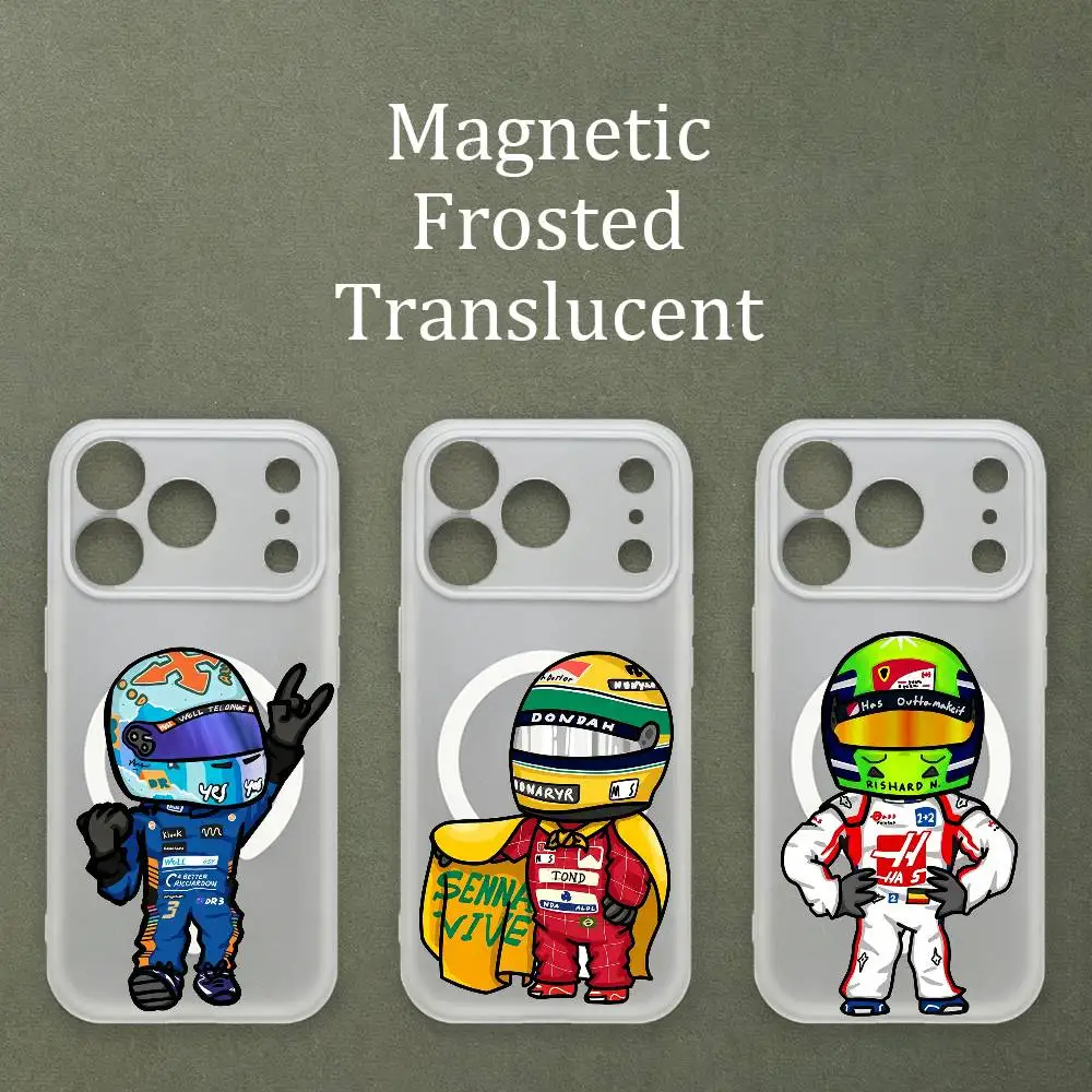 

Fast Racing Driver Magnetic Matte Semi Clear Soft Case For MagSafe Shell iPhone 11 15 17 16 12 14 13 Pro Max