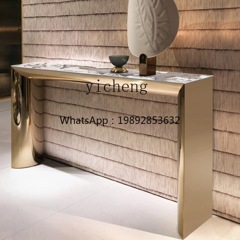 YY Entrance Table Glossy Rock Plate High-End Entryway Corridor Aisle Stainless Steel Entrance Table