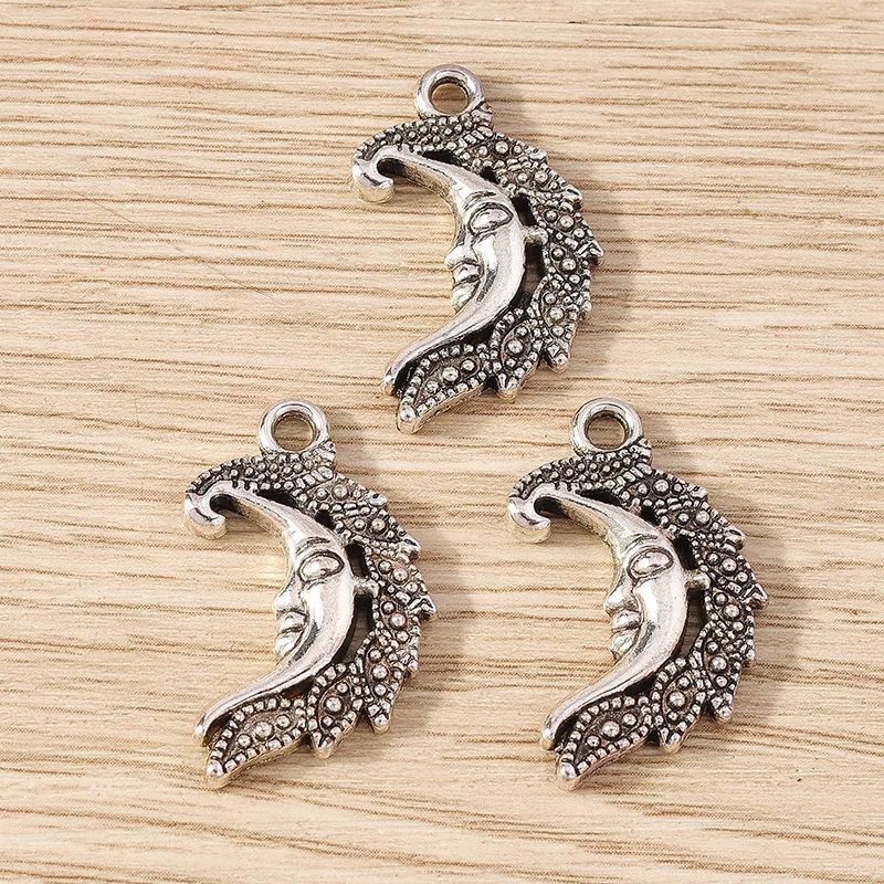Tusember 10 Stück 28 x 34 mm niedliche Mond-Anhänger aus Legierung für die Schmuckherstellung, Halskette, Ohrringe, Armband, DIY, handgefertigtes Kunsthandwerk – Detail 21
