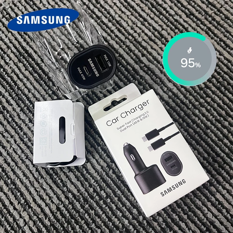 45W Original Type C Car Charger USB A 60W Fast Charging PD Phone For Samsung Galaxy S24 S23 S22 Ultra S21 Note 20 Tab S8 Tipo