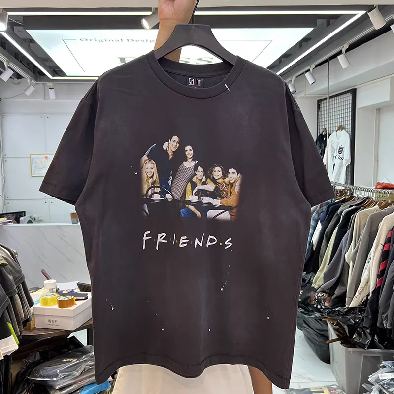 VINTAGE Washed SAINT FRIENDS T Shirt Men Women Best Quality Short Sleeve T-shirt Top Tees