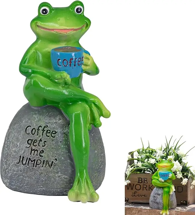 

New Product Frog Holding Coffee Epoxy Mold Diy Resin Creative Animal Micro Landscape Decoration Frog Silicone Mold