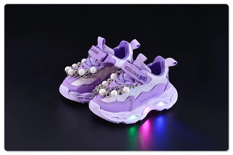2026 Neue Frühling-Herbst Mädchenschuhe LED Prinzessinnen-Schuhe Kinder-Sportschuhe mit Weicher Sohle Weihnachts-/Halloween-Geschenke – Detail 8