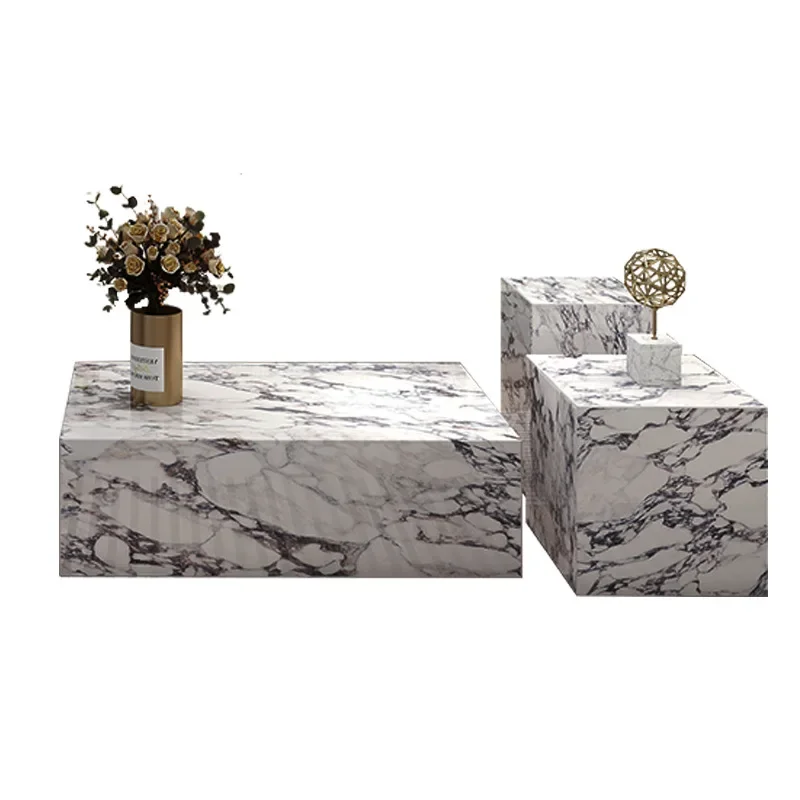 

Marble coffee table luxury stone edge table designer geometric living room rock