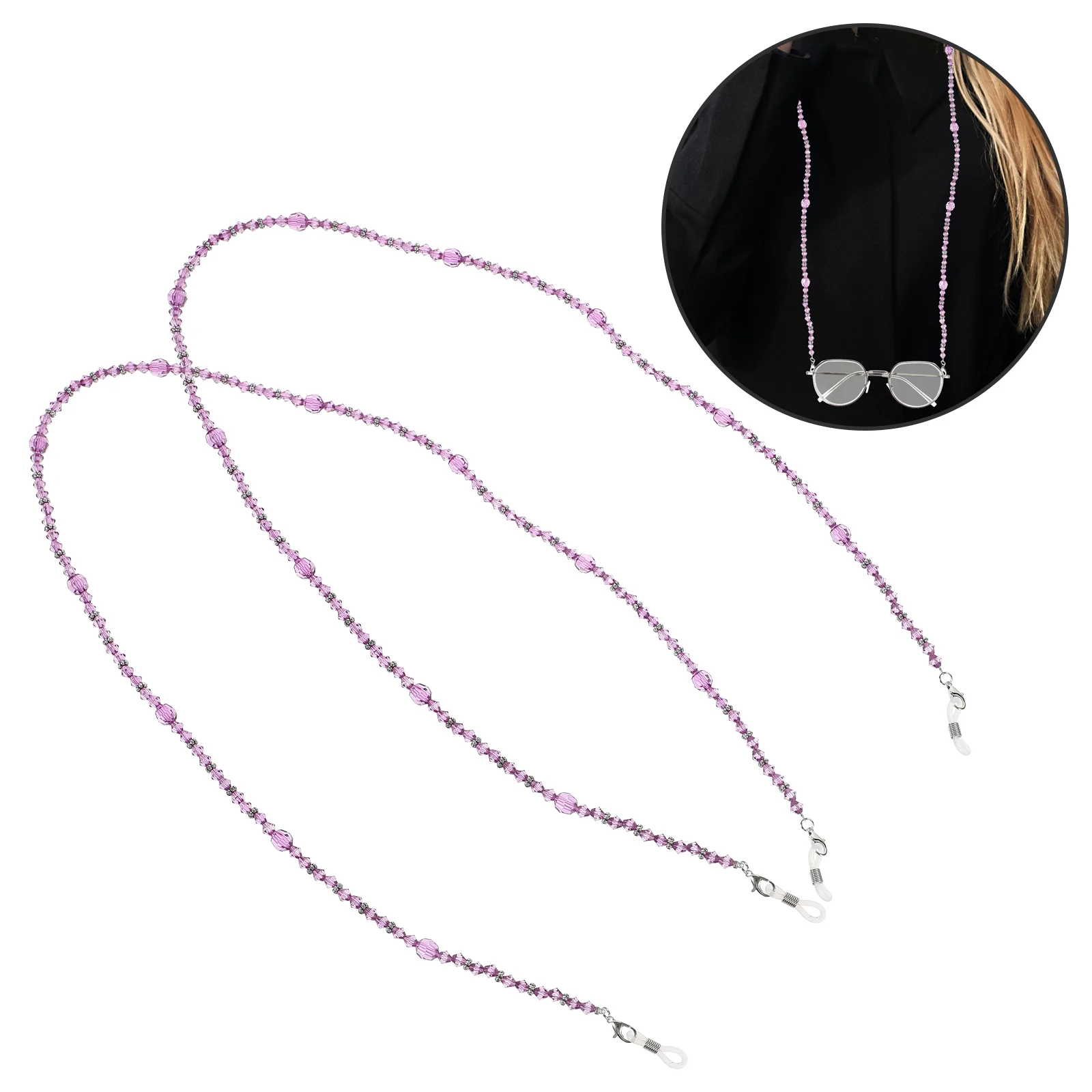 

2 Pcs Fashion Glasses Chain Hanging for Manual Handmade Beading Eyeglass Safe Purple